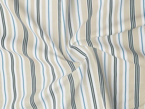 Image of RD TREND 210tc 360 Fitted Bedsheets King Size 78x72x8 Inch, Elastic Bedsheets for King Size Bed with 2 Pillow Covers-18x28 Inch (Beige Striped)