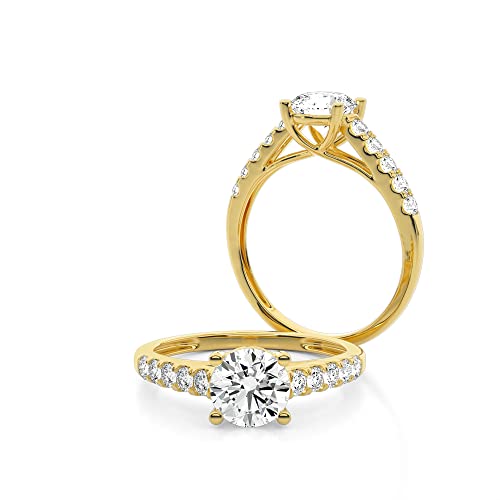 Buy Jewels 10k Soild Gold Round Moissanite Engagement Ring For Women 1ct DEW G-H Color VVS1 Quality (Yellow Gold, 7.5)4