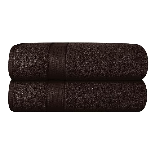 GLAMBURG 700 GSM Premium 2-Pack Oversized Extra Large Bath Sheet Set - 100% Combed Cotton - 2 Bath Sheet 35x70 - Luxury Hotel & Spa Quality - Durable Ultra Soft Highly Absorbent - Chocolate Brown