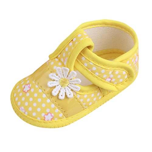 Baby Toddler Shoes, Kimanli Infant Boys Girls Floral Bow Soft Sole Prewalker Cute (3 month, Yellow)