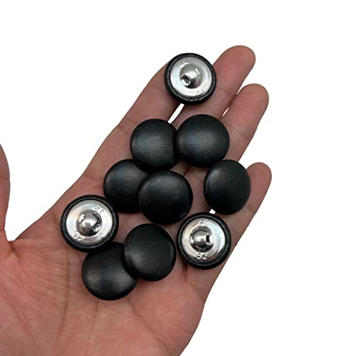 Hongrun10Pc Leather Covered Buttons With Shank Sew On For Leather Clother Dress Coat Jeans Sofa Decoration Carfts, 3/4 Inch Black #TOP1