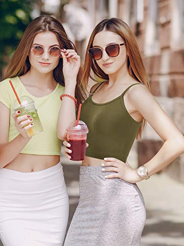 Image of SATINIOR 6 Pack Women Crop Tops Cropped Tank Top Bundle Sleeveless Spaghetti Strap for Sports Yoga