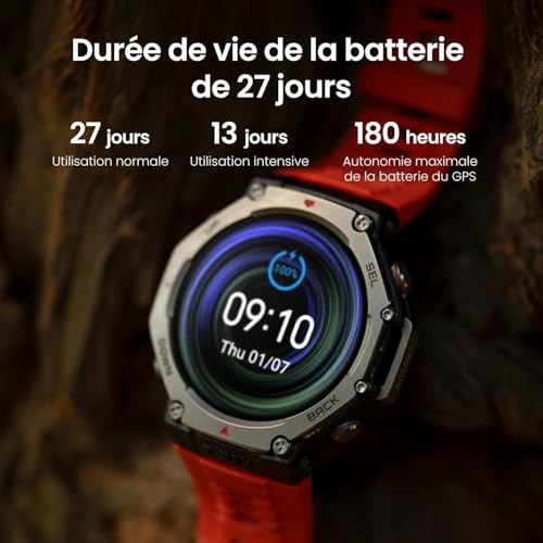Amazfit T-Rex 3 Outdoor Smartwatch 48mm Écran AMOLED, Cartes et Navigation Hors Ligne, GPS Double Bande à 6 Systèmes Satellites, Autonomie de 27 Jours, Paiement NFC, 170 Modes Sportifs pour Aventure