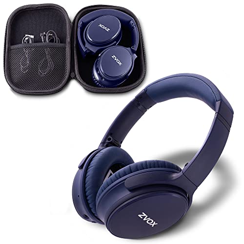 Image of ZVOX Noise Cancelling Over Ear Bluetooth Headphones - AccuVoice Technology, Wireless Microphone, AV50 Model, Hi-Res Audio & Deep Bass - Blue