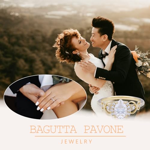 1CT Solitaire Moissanite Rings for Women, Sterling Silver Rings Pear Cut Engagement Ring Wedding Bands for Women, Eternity Promise Ring for Her Size 3-104