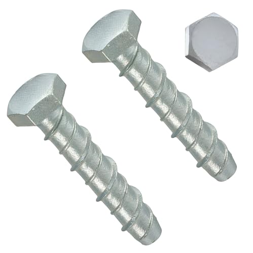 Image of TERF® M12 X 150mm Masonry Concrete Anchor Screw Bolts M12 (12mm) X 150mm Hexagon Head Galvanised Steel Self Tapping Anchor Screws Multi Fix Bolts For Concrete Masonry Brick Block Stone Wood - 2 Pcs