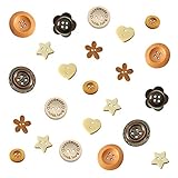 botones forma estrella Suave, cómodo y duradero: los botones de madera están hechos de madera natural, superficies suaves y cómodas, agradables, duraderas y delicadamente hechas.