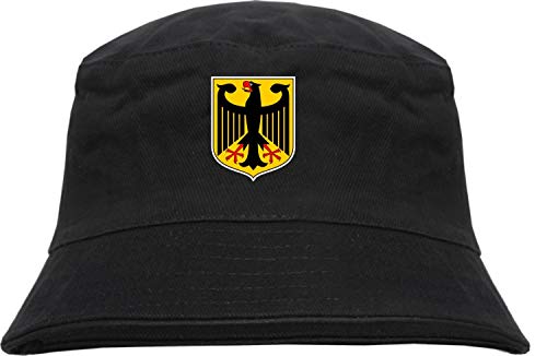 HB_Druck Deutschland Fischerhut - Bucket Hat - Bundesadler Wappen Schwarz S/M