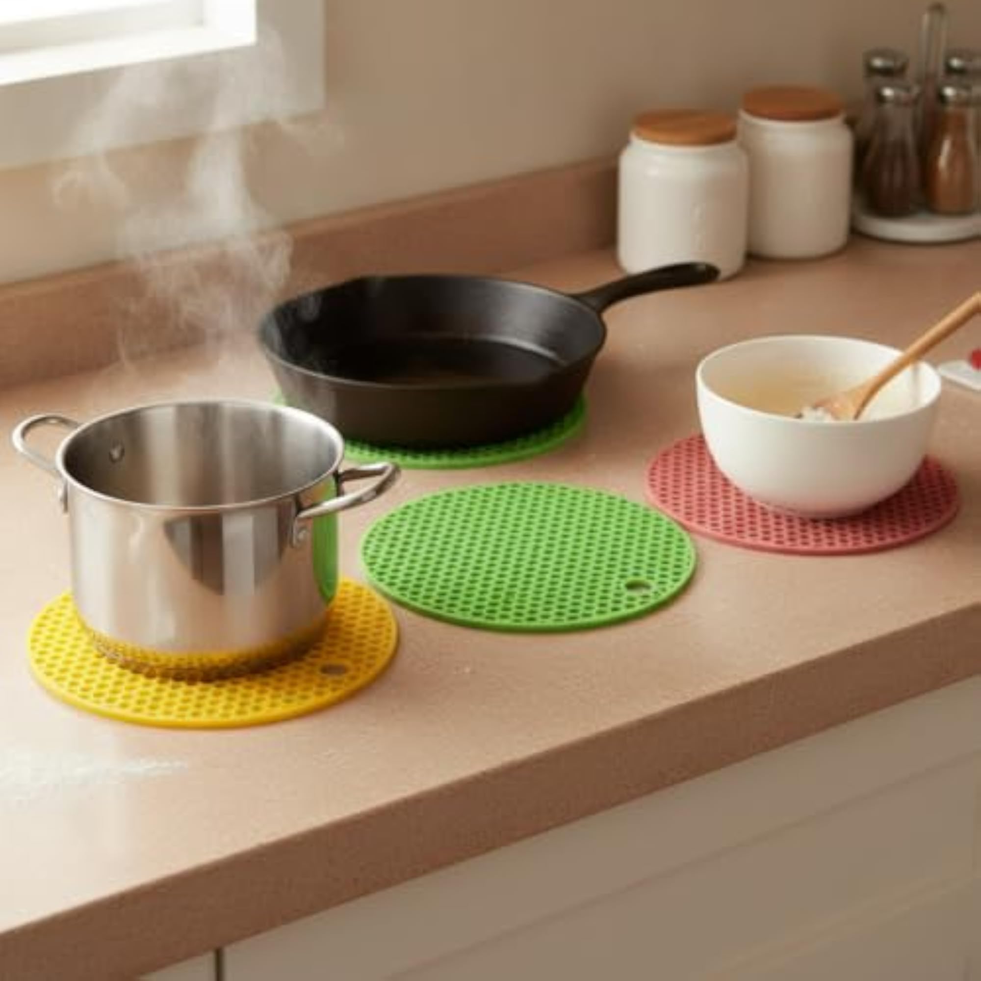 3xHeat Resistant Silicone Placemat & Coaster Set, Gift Set