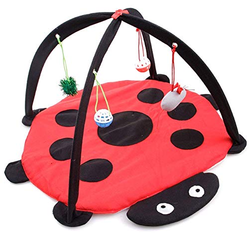 Yissma Alfombrilla para Mascotas Gatitos, Muebles para hamacas para Gatos con Divertidos Juguetes de Dibujos Animados Que cuelgan Campanas, Bolas y Ratones