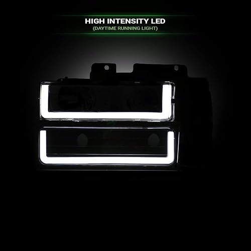 Miniatura 5 de DRL - Barra de tubo LED negra con luces de parachoques  reflector ámbar de señal de esquina 8 piezas para Chevy C10 CK Pickup TruckSilverado