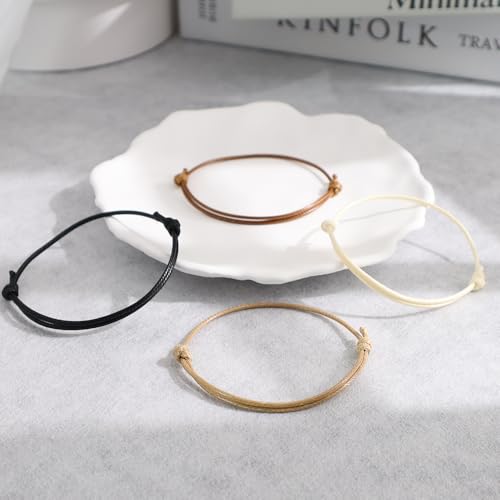 Anjiucc 12 Pcs Wax Rope Bracelet Cord Adjustable Knotted Handmade Craft Choker Nylon Bracelet, 5.9-11 Inches3