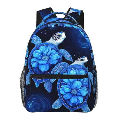 Great Blue Floral Turtle Classic Daypack, Durable Backpack for Everyday Use