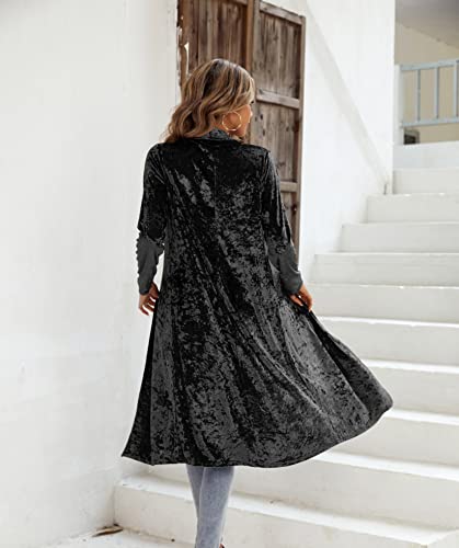 Image of R.Vivimos Women's Long Sleeves Casual Velvet Jacket Open Front Cardigan Coat Outerwear