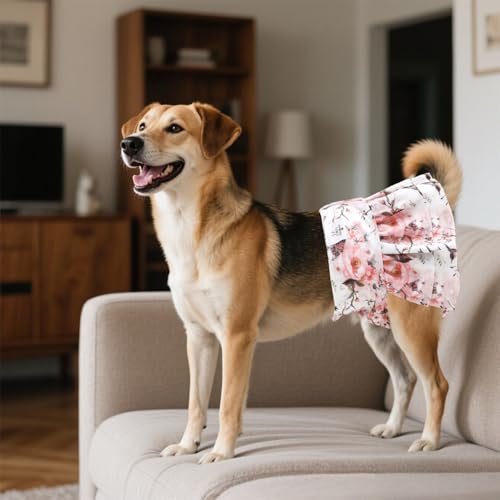 Image of CuteBone Female Dog Diapers with Skirts 3 Pack Reusable Puppy Dresses Pants for Heat Cycle Period