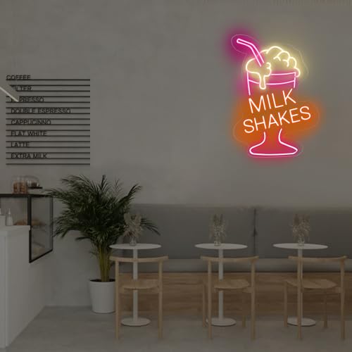Image of Milk Shake Neon Sign Milkshake Sign Custom For Coffee Shop Bar Decor Drink Sign Boba LED Neon Light For Restaurant Coffee Light Up Signs for Dessert Shop Bar Decor