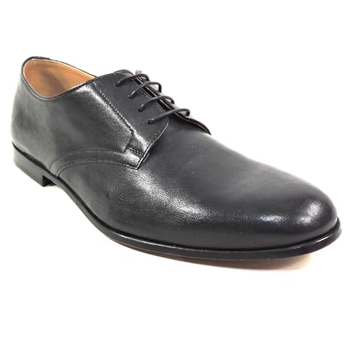 Men's Black Leather Derby Dress Shoes, Comfort Lace-Up Oxford, Italian Made3