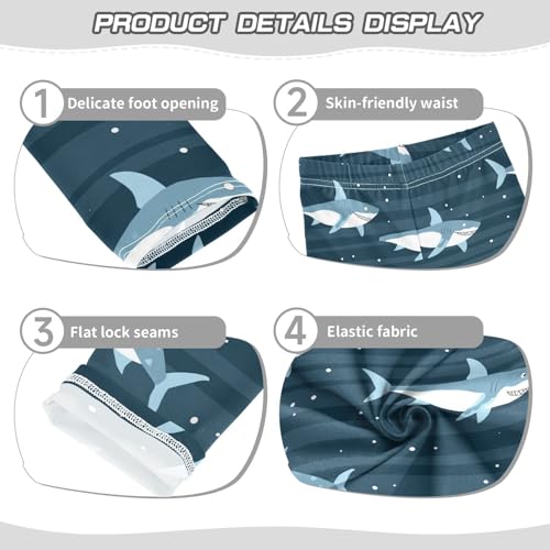 Cartoon Shark Stripe Girls' Leggings Toddler Doodles Cute Kids Yoga Pants Dance Active Tights 4T3