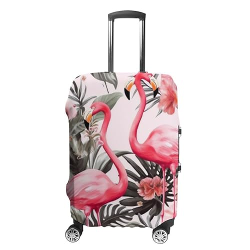 Flamingo Floral Printed Luggage Cover, Washable Elastic Suitcase Cover Protector Fit 18-32 Inch Luggage