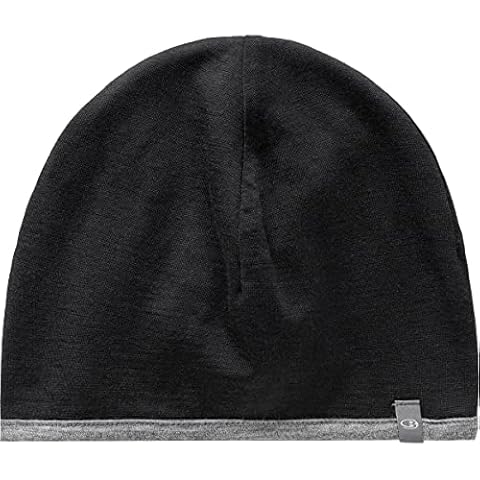Icebreaker Merino Unisex Pocket Wool Winter for Men Or Women Beanie Hat, Black/Gritstone Hthr, One Size UK Cover