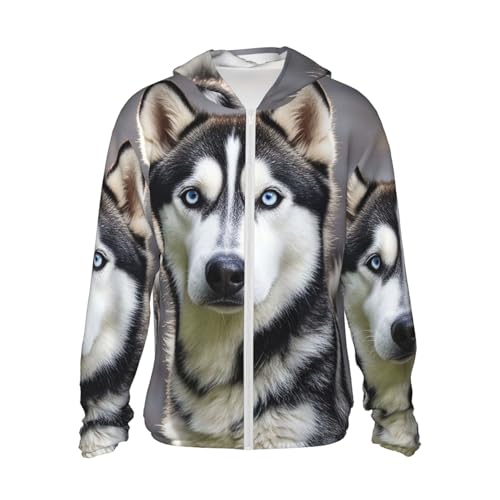UPF 50+ Sun Protection Hoodie Long Sleeve Husky Dog Sun Shirt Rash Guard Fishing Shirts for Men
