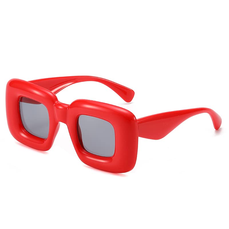 Cute Square Inflated Sunglasses for Women Men Chunky Candy Color Glasses Y2K Hip Hop Punk Shades