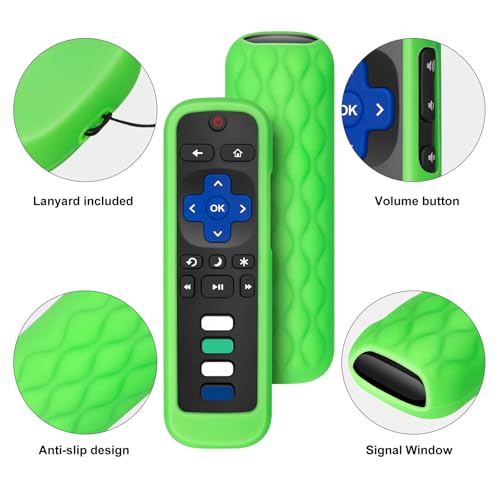 Image of (2 Pack) Remote Cover Case for Roku TV Remote Glow in the Dark - Green /Blue