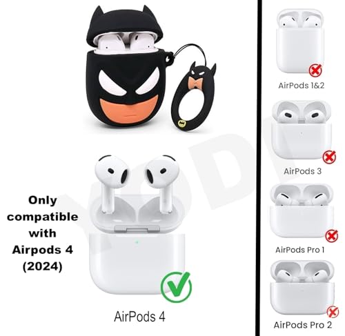 Image of YODI Case Cover for Airpods Pro|Pro 2|Airpods Pro 3|Airpods 4 Pouch, Silicone Cases with Cleaner Kit 360 Drop Protection,Shock-Resistant ((Bat-Man), Airpods 4)