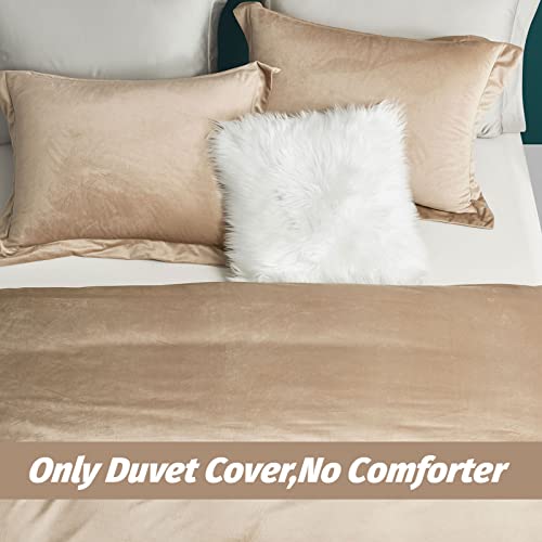 Tametra Duvet Cover Queen Size, Ultra Soft Velvet Duvet Cover Set With Zipper Closure, Plush Velvet Duvet Cover Brushed Microfiber Bedding, 1 Duvet Cover 90"X90" And 2 Pillow Shams(Golden Brown) #TOP1