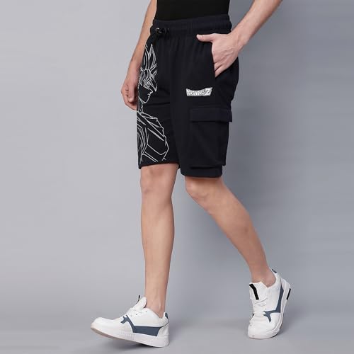 Image of Free Authority Official Dragon Ball Z Goku Printed Regular Fit Shorts for Young Men