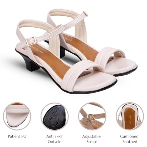 Image of TRASE Women's Fashion Kitten Heels Sandals | Elegant & Comfortable Block Heel for Women | Perfect Footwear for Festive, Wedding, Office & Everyday Style