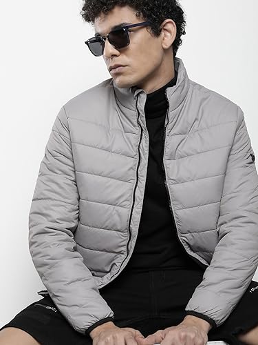 Image of The Indian Garage Co Men Slim Fit Solid Puffer Jackets