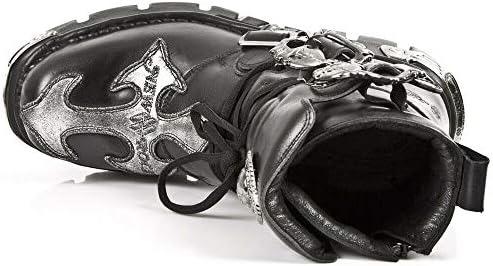 New Rock 407-S1 Silver Cross BOOTS Black Leather Gothic Punk Biker Shoes Ankle Boots 39 | Image 6