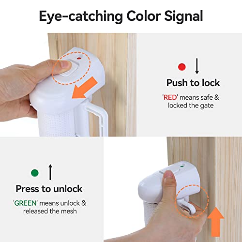 COMOMY Retractable Baby Gate for Stairs 0-140cm Mesh Dog Gate for House Doorways Hallways 84cm Tall Extra Wide Child Safety Gate for Kids Pets Indoor and Outdoor (White) - Image 4