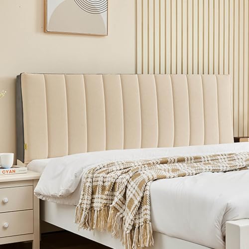 Funda Para Cabecero De Cama,EláStica,Funda Protectora A Prueba De Polvo,Cabeceros De Cama Todo Incluido,Suave Tejido De Terciopelo Cubre Cabecero De Cama,Para Dormitorio(120*60*3cm,Light yellow)