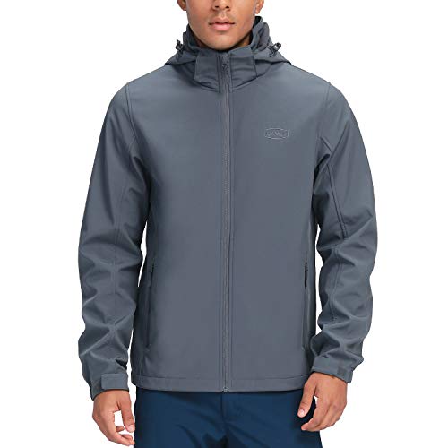 Camel Men's Softshell Jacket Fleece Lined Outdoor Light Coat Hooded Waterproof Windbreaker Lightweight Jacket For Spring Fall #TOP4