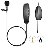 Wireless Lavalier Microphone, 2.4G Wireless Microphone System with Lavalier Lapel Mics,Transmitter&Receiver for Conference, Speaker, Teaching, Tour Guiding, Stage Performance