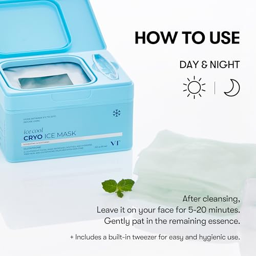 Image of VT COSMETICS CICA Daily Soothing Mask 30 Sheets, Centella Asiatica & Hyaluronic Acid for Moisturizing & Hydrating, Instant Calm & Glow, Skin Softening Facial Mask, Korean Face Mask (VT COSMETICS CRYO ICE Mask Sheets 30ea)