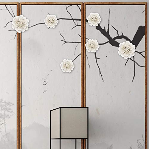 Liucogxi Ceramic Flowers Wall Decor Ceramic Wall Art 3D Flower Wall Decor Wall Sculptures Set Of 3 Wall Decor 3D Ceramic Flowers For Wall Decoration Girls Room Living Bedroom Kitchen Home Decor #TOP5