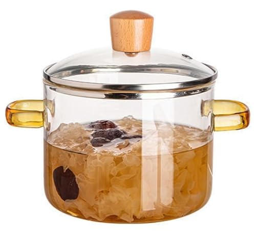Jarra De Espuma De Leche Cacerola De Vidrio con Cubierta para El Hogar, Olla De Sopa De Vidrio De Borosilicato, Ollas De Cristal, Cacerolas De Cocina, Olla A Fuego Lento De Vidrio A,1500ml