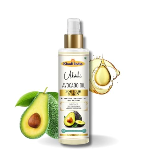 Image of Khadi Avocado Oil For Skin & Hair 100ml | Pure & Natural Oil for Hair Growth & Nourishing Skin Care | Non Sticky, Paraben & Mineral Oil Free | For All Hair Types | Daily Use for Men & Women