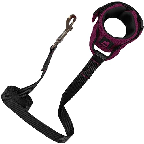 Image of Gooby Soft Mesh Wristband Surfer Leash, Purple, 6 FT | Hands-free wristband; Breathable padded mesh; 6 ft; Adjustable hook-and-loop fastener; Match your harness