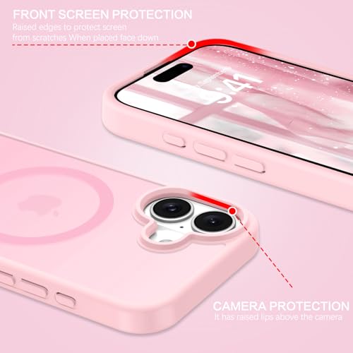 Image of BENTOBEN Magnetic for iPhone 17 Case 6.3 inch 2025, [Compatible with Magsafe] Cute Slim Matte Military Shockproof Drop Protective Bumper Girl Women Men Boy Phone Cover for iPhone 17, Light Pink
