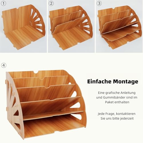Tonsmile Dokumentenablage Holz, A4 Briefablage 5 Ablagefächer Schreibtisch Datei Organizer Papierablage Aktenaufbewahrung Ablagesystem Dokumentenhalter für Büro