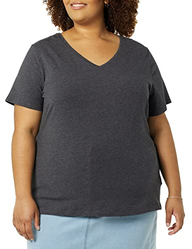 Image of Amazon Essentials Women's Plus Size Short-Sleeve V-Neck T-Shirt