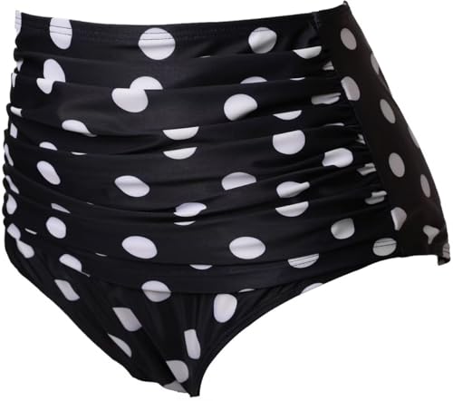 Image of COCOPEAR Women's Ruched High Waisted Bikini Bottom Retro Vintage Swim Short Tankinis
