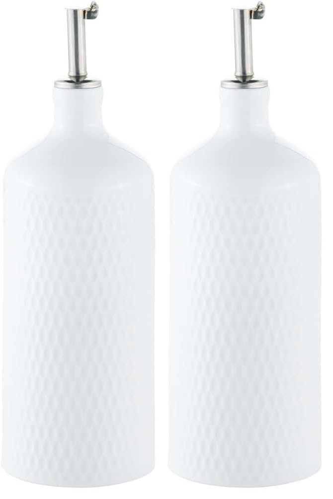 Maxwell & Williams White Basics Diamonds Oil Bottle with Stainless Steel Pourer 500ML Gift Boxed...