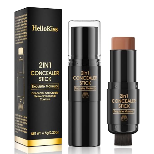 2 En1 Palo de Contorno con Brocha,Crema Bronceadora Stick,Contorno Stick Maquillaje,Iluminadores de Maquillaje,Lápiz Iluminador Facial,Para Mejillas Ojos Labios Tipos Piel Maquillaje Facial