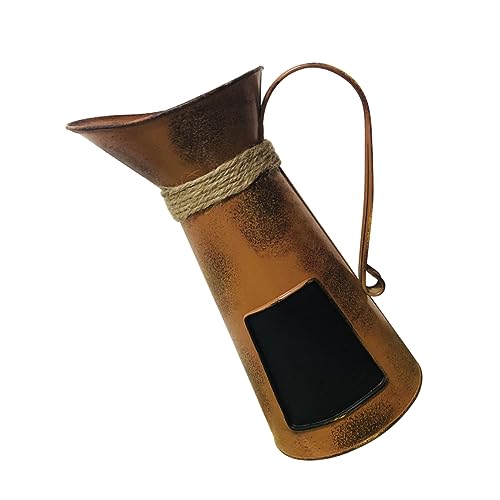 VINTORKY Pitcher with Blackboard Design Rustic Decor for Dried Flowers Kitchen Utensils More Accessory for Living Balcony Desktop Orange