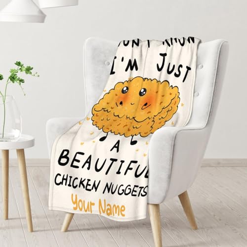 Mercuryelf Custom Chicken Nugget Blanket - Soft, Fuzzy & Warm - 50x60 Inches Flannel Throw Blankets for Living Room, Sofa - Beige Cute Throws Gift for Teens